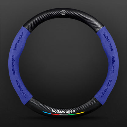 High Strength Carbon Fiber Suede Steering Wheel Cover - Anti-slip, Wear-resistant, Heat Stable, Stylish
