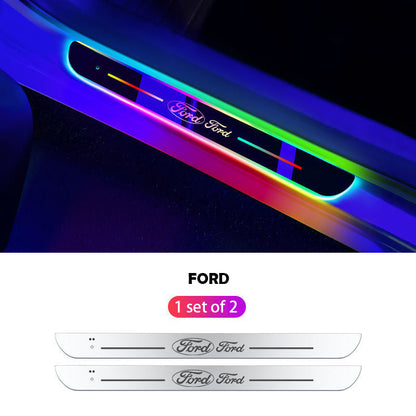 Wireless LED Color-Changing Ambient Door Sill Lights - Auto Welcome Projection Scuff Plate with Smart Motion Sensor