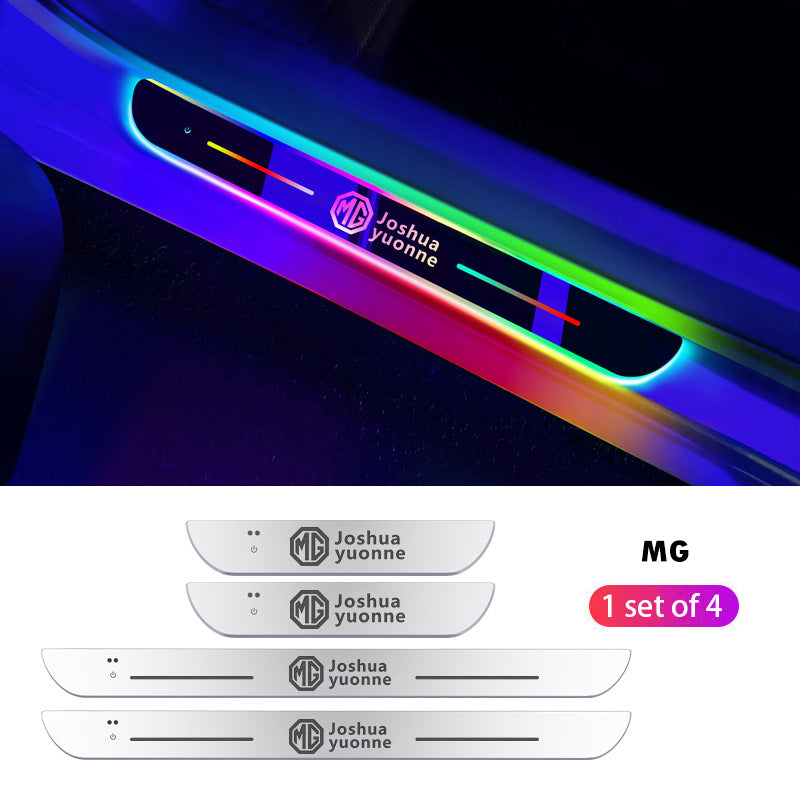Wireless LED Color-Changing Ambient Door Sill Lights - Auto Welcome Projection Scuff Plate with Smart Motion Sensor