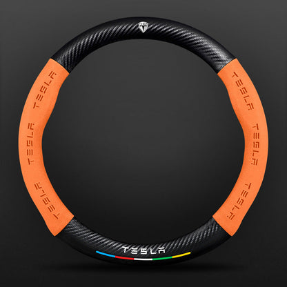 High Strength Carbon Fiber Suede Steering Wheel Cover - Anti-slip, Wear-resistant, Heat Stable, Stylish