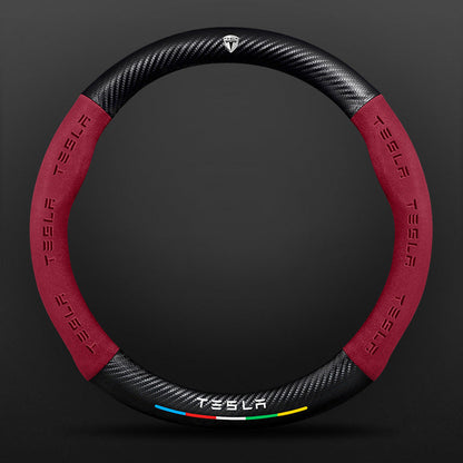 High Strength Carbon Fiber Suede Steering Wheel Cover - Anti-slip, Wear-resistant, Heat Stable, Stylish