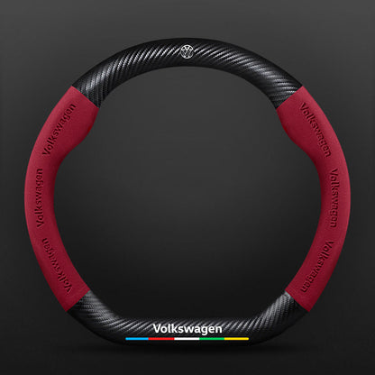 High Strength Carbon Fiber Suede Steering Wheel Cover - Anti-slip, Wear-resistant, Heat Stable, Stylish