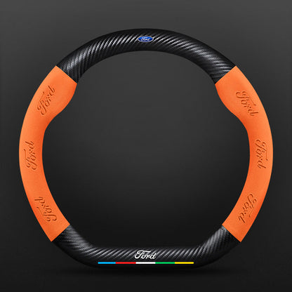 High Strength Carbon Fiber Suede Steering Wheel Cover - Anti-slip, Wear-resistant, Heat Stable, Stylish