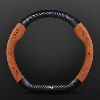 High Strength Carbon Fiber Suede Steering Wheel Cover - Anti-slip, Wear-resistant, Heat Stable, Stylish
