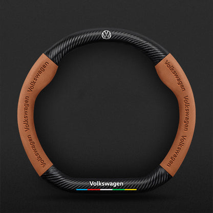 High Strength Carbon Fiber Suede Steering Wheel Cover - Anti-slip, Wear-resistant, Heat Stable, Stylish