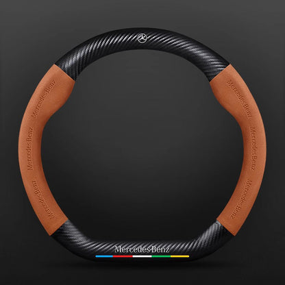 High Strength Carbon Fiber Suede Steering Wheel Cover - Anti-slip, Wear-resistant, Heat Stable, Stylish