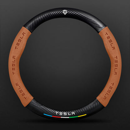 High Strength Carbon Fiber Suede Steering Wheel Cover - Anti-slip, Wear-resistant, Heat Stable, Stylish